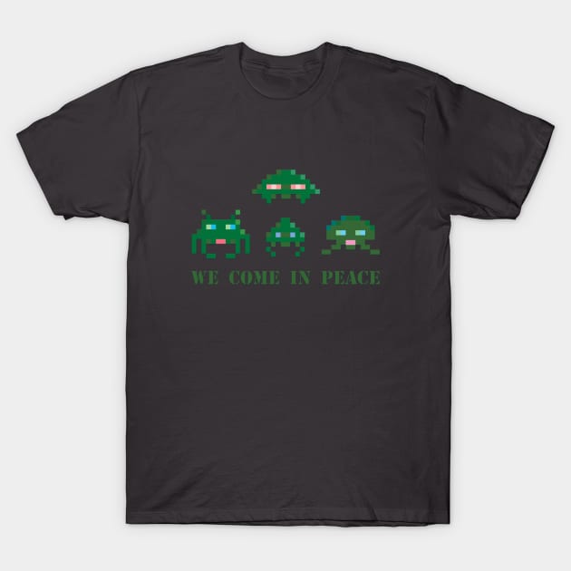 Retro gaming Space Invader T-Shirt by GerrardShuttleworthArt